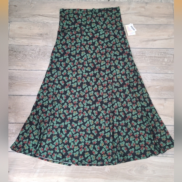 LuLaRoe Green Leaf Flower Print Soft Stretchy Maxi Skirt Size 2XL - Picture 2 of 8